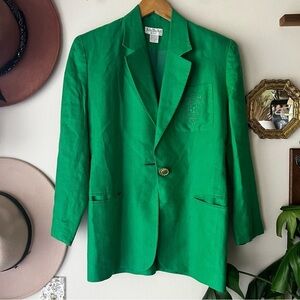 Ann Taylor Green Blazer with Gold Button Size S